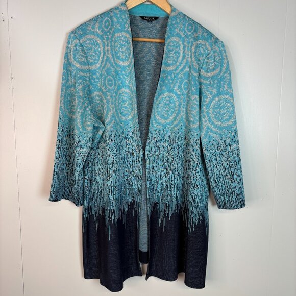 Misook Knit Jacket 1X Blue Ombre 3/4 Sleeve Cardigan Women's - Picture 1 of 12